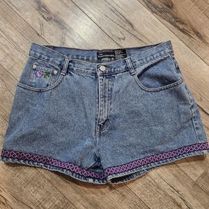 No Boundaries Vintage 90's Denim Embroidered Shorts Floral Juniors Size 13